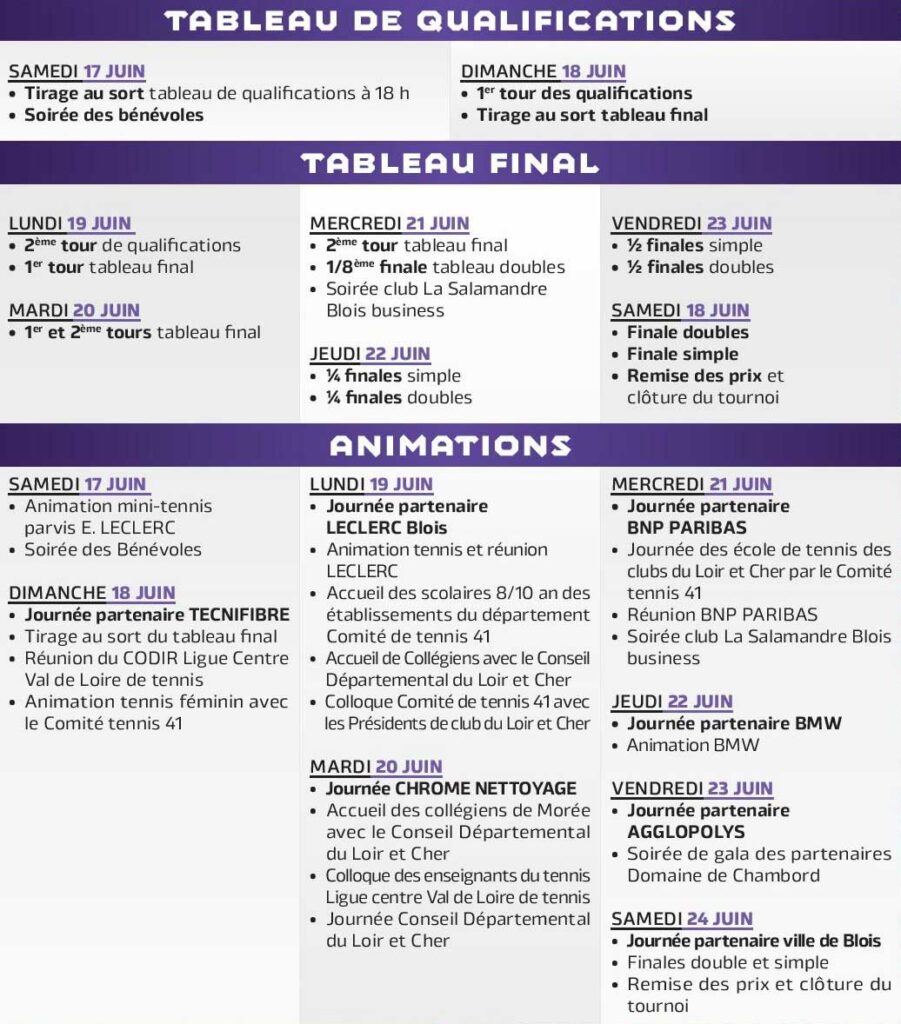 programme de la semaine